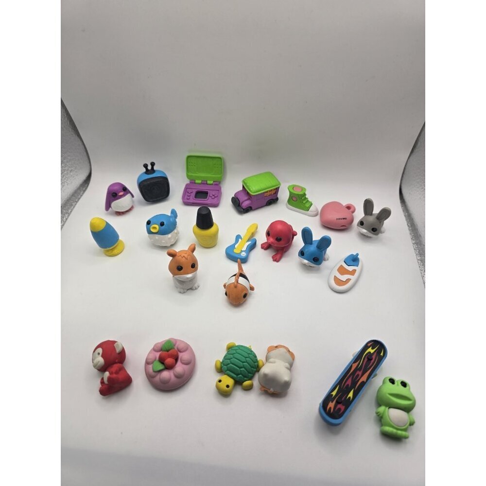 Gomu Erasers Eraserland Lot of 16 Pieces Plus 6 Unbranded Erasers- Collectible